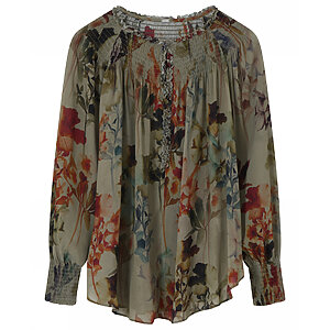 Gustav Denmark Chiffon Bluse “amber” Flower Oliv 50604 07376