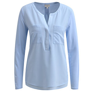 Milano Italy Jersey Blouse With Woven Front And Chestpockets Sky