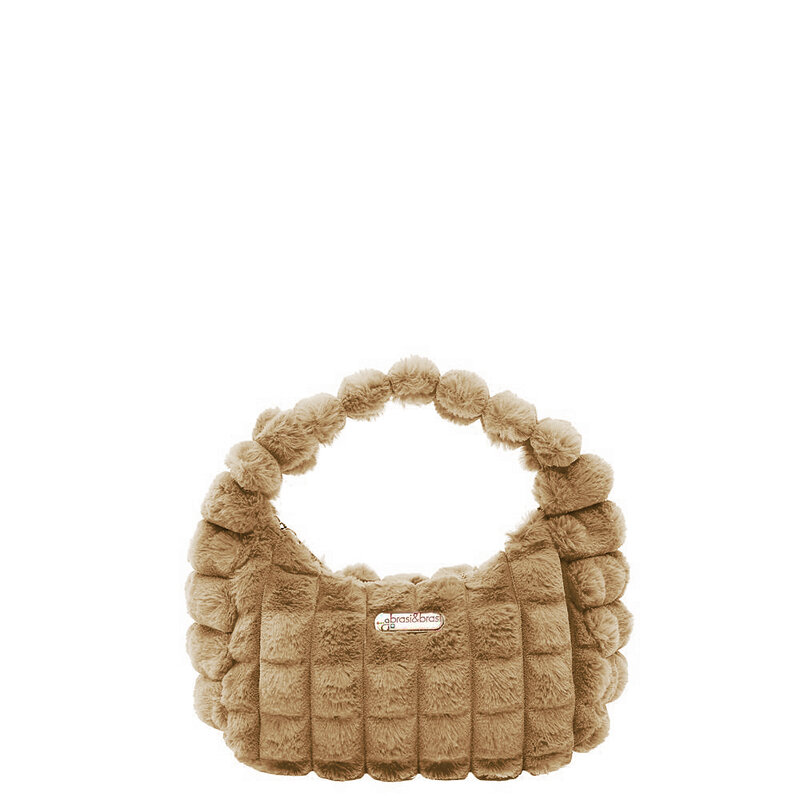 Clutch Cube Fakefur Camel