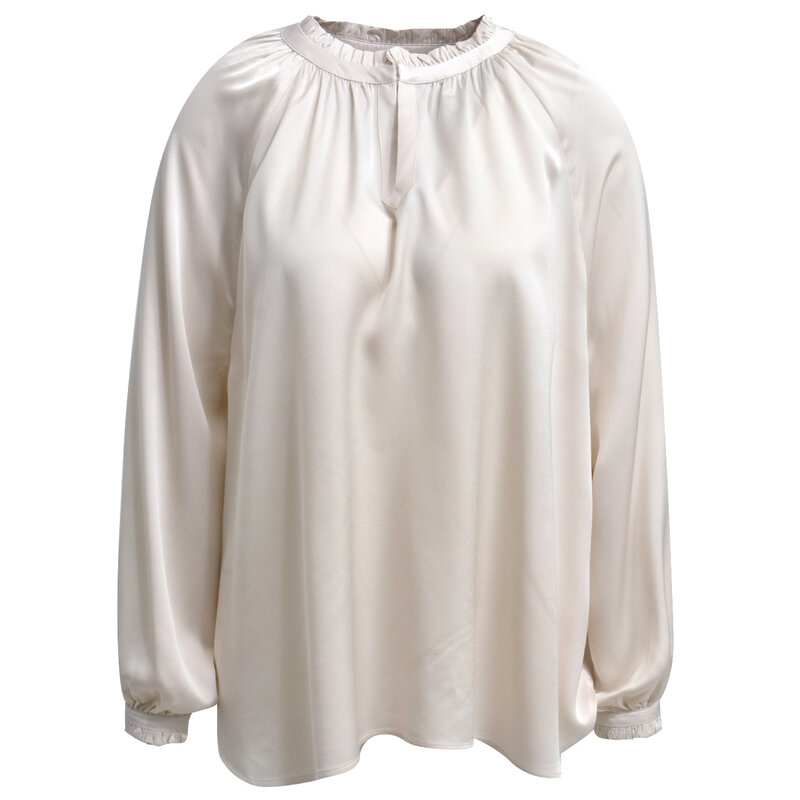 Milano Italy Blouse W V Neck And Ruffels And Gathering At Neck And Raglan Slee