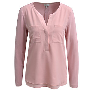 Milano Italy Jersey Blouse With Woven Front And Chestpockets