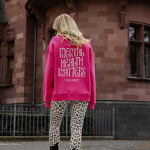Oh April Oversized Sweater Pink 'mental Health Matters' 3