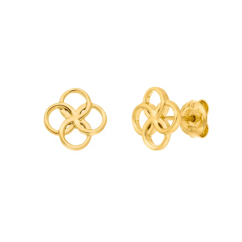 Ohrstecker Clover Charm 18 K Gelbgold Vergoldet Os1016 Leaf Genial Conceptstore