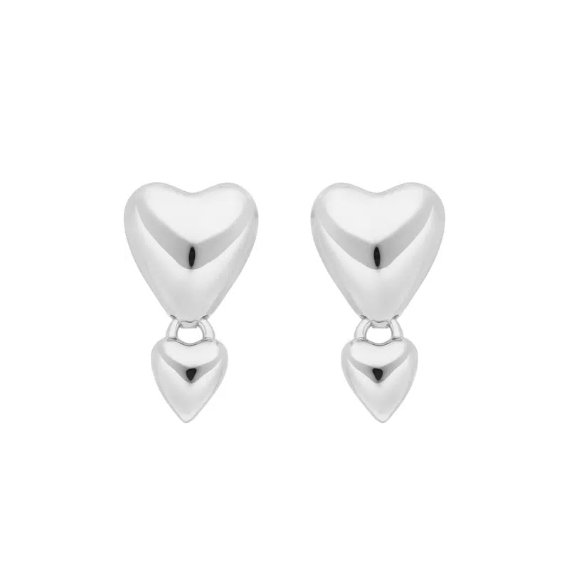 Leaf Ohrstecker Two Hearts 925 Sterlingsilber