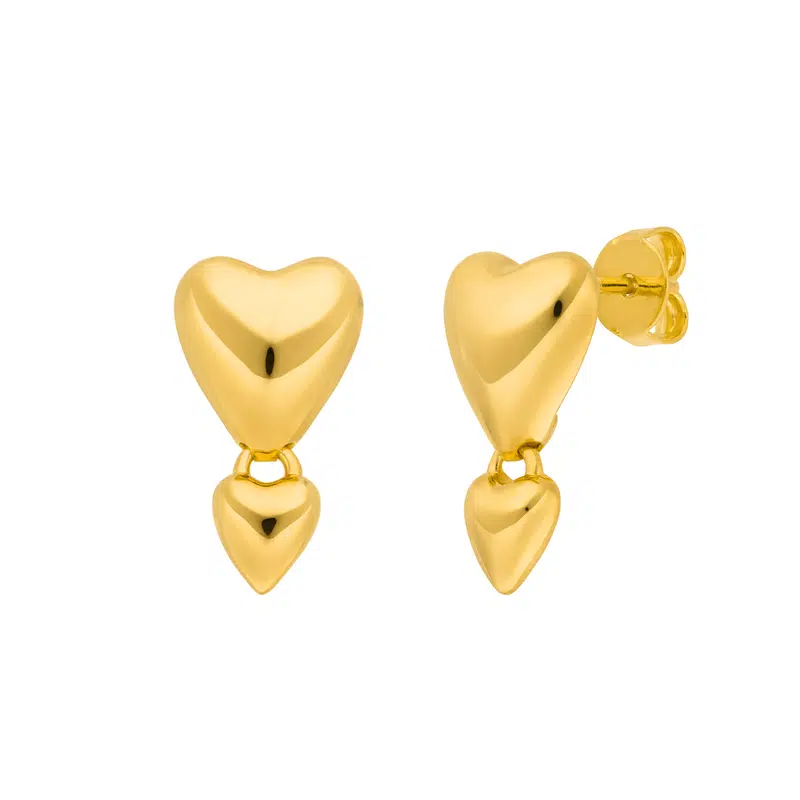 Leaf Ohrstecker Two Hearts Gelbgold Vergoldet 2