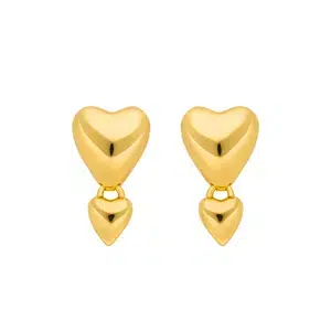 Leaf Ohrstecker Two Hearts Gelbgold Vergoldet