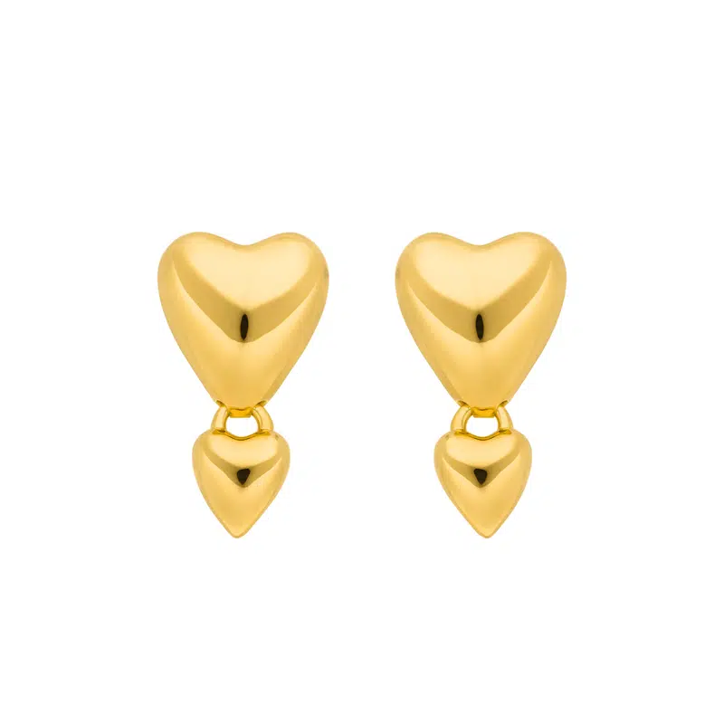 Leaf Ohrstecker Two Hearts Gelbgold Vergoldet