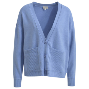 Milano Italy Cardigan With Oversized Shoulders, Pockets And Deep V Neck