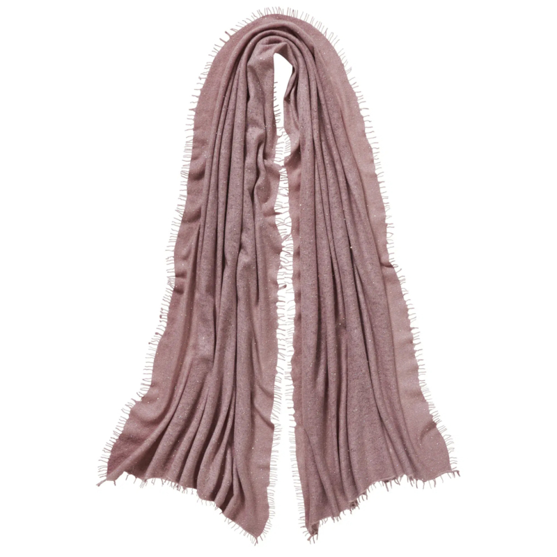 Pur Schoen Kaschmirschal “galactic Stars” Coffee Ps Lurex Taupe 12