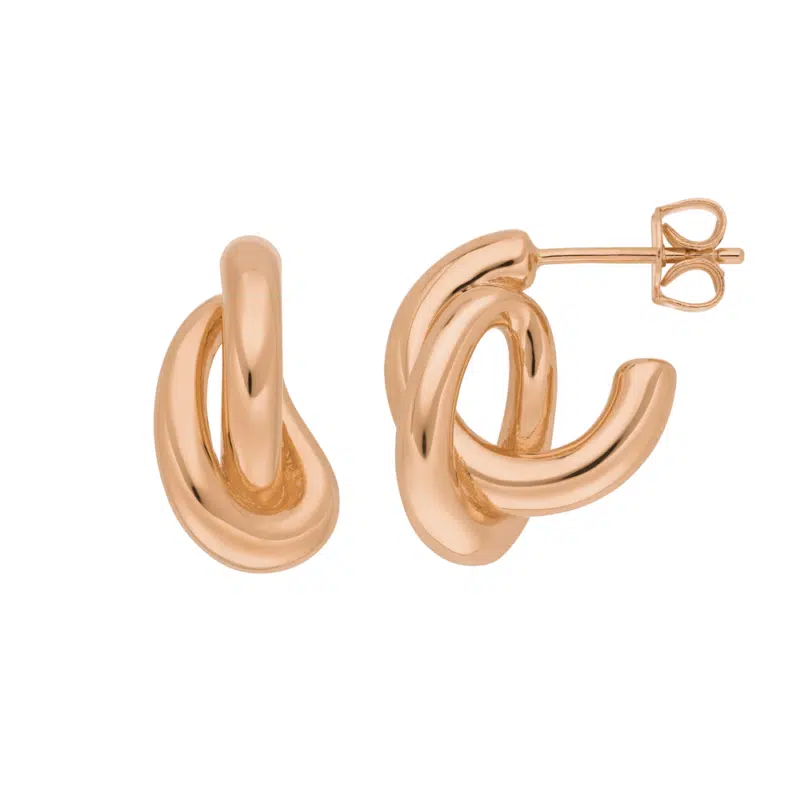 2 Creole Double 18 K Rosegold Vergoldet Oh7293 Genial Conceptstore Leaf