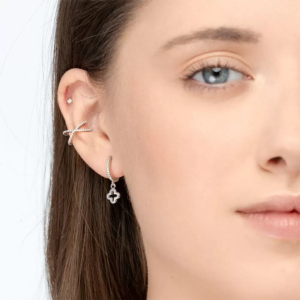 4 Single Creole Clover Zirkonia 925 Sterlingsilber Oh9124 Genial Conceptstore Leaf