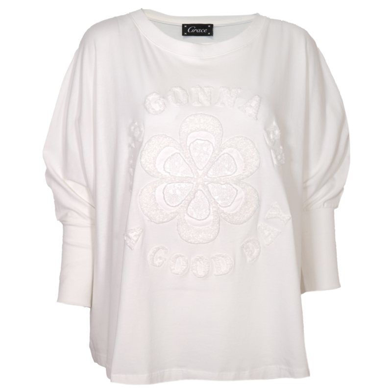 Grace Big Shirt 'flower' Offwhite Neue Kollektion