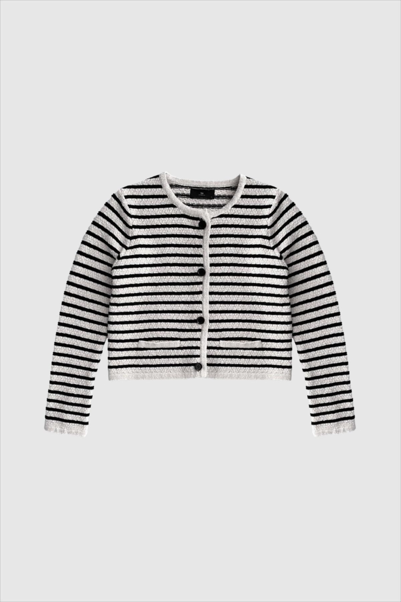 Wblmerian Boucle Knit Jacket Birch Navy Stripe