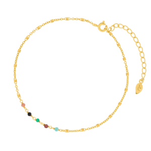 Genial Conceptstore Leaf Fusskette Multi Gems 18 Karat Gelbgold Vergoldet Fk2021