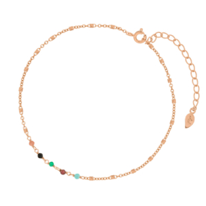 Genial Conceptstore Leaf Fusskette Multi Gems 18 Karat Rosegold Vergoldet Fk2021