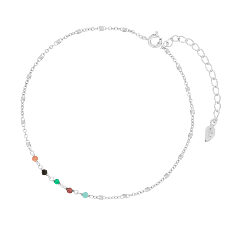 Genial Conceptstore Leaf Fusskette Multi Gems Silber Fk2021