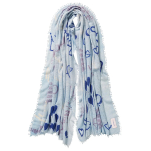 Pur Schoen Kaschmirschal “graffiti Love Sky Blue” 247 7099 Os 14