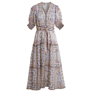 Hale Bob Kleid Leinen 'creme Braun Blau' 5ztm672a Ivr