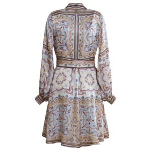 Hale Bob Kleid Seide 'creme Braun Blau' 5ztm670a Ivr B(1)