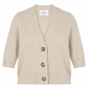 Bloom Short Vneck Jacket W.buttions Oatmeal