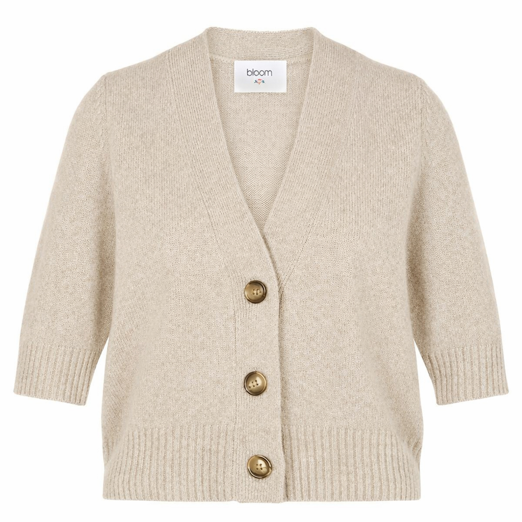 Bloom Short Vneck Jacket W.buttions Oatmeal