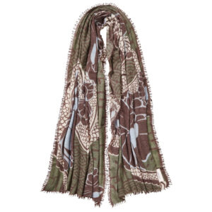 Pur Schoen Kaschmirschal „tokyo Garden“ Military Chocolate Ps 1185 Print02 17