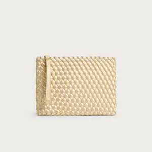 Champagne Satin Gold Clutch (1)