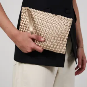 Champagne Satin Gold Clutch 2