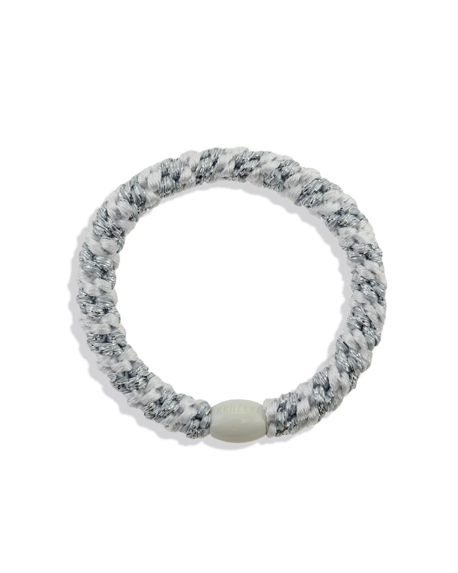 KKNEKKI Haargummi White Silver Glitter Stripe
