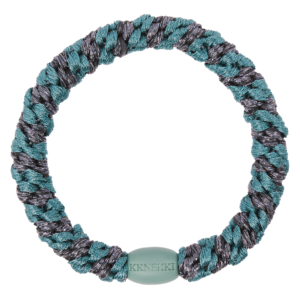 KKNEKKI Haargummi Teal Steel Grey Glitter Stripe