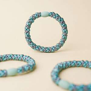 KKNEKKI Haargummi Teal Steel Grey Glitter Stripe