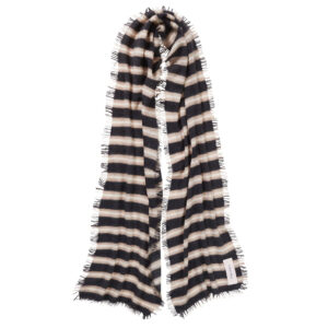 Purschoen Kaschmirschal Slim „stripes Black Safari Dust“ 24702 8312 12