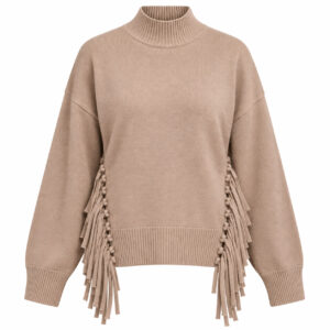 Rino Pelle Strickpullover Mit Fransen „melis“ Dusty Oat