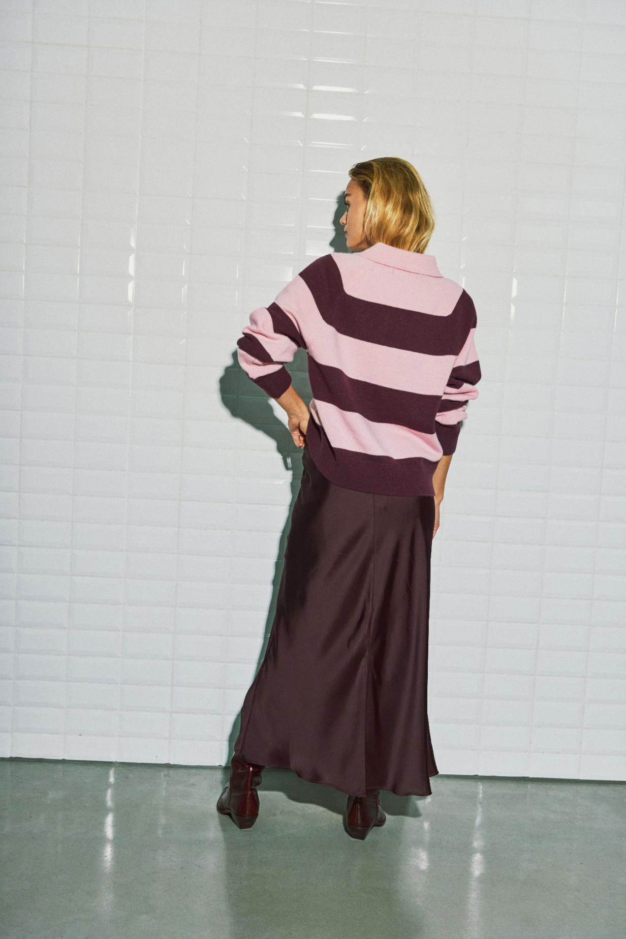 WithBlack Pullover Monroe Windsor Wine Rose Stripe
