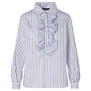 Ana Alcazar Bluse 'rueschen Streifen' Weiß Blau Braun Ana Alcazar 072137 3903 A