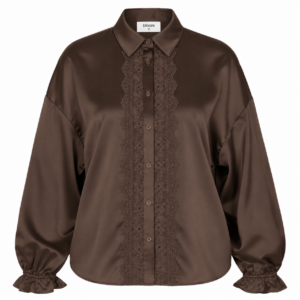 Bloom Bluse Longsleeve blouse Lace details Choco brown