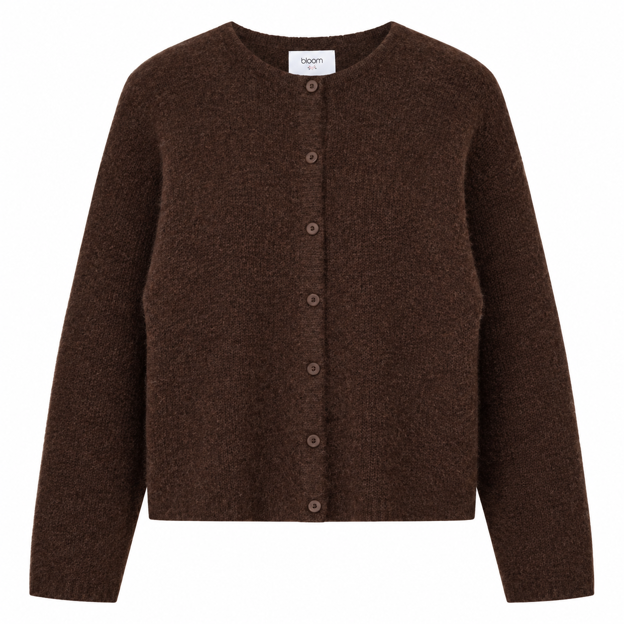 Bloom Cardigan Short Cardigan with Buttons Choco brown