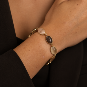 Lott Gioielli Armband Ann Neun gerahmte Steine Champagner/Braun Ansicht 2