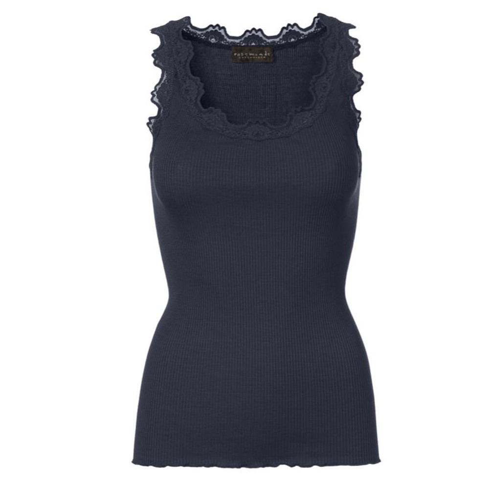 Rosemunde Seiden Spitzentop lang Babette Navy