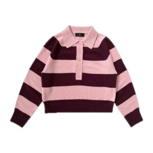 WITHBLACK Pullover „WBLMONROE Polo Pullover“ Windsor Wine Rose Stripe