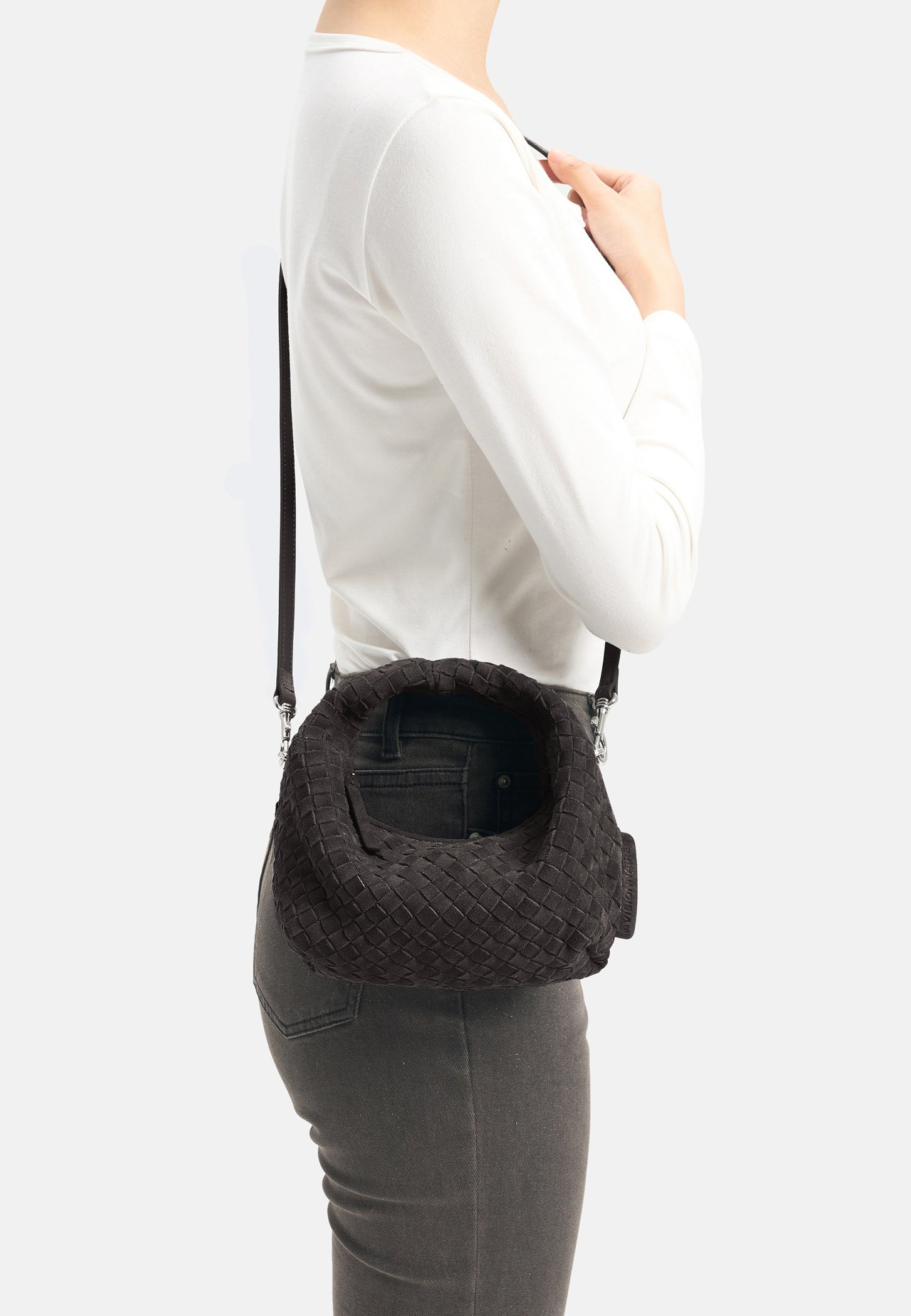 Les Visionnaires Tasche „Greta Micro Weave Cozy“ dark brown