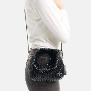 Les Visionnaires Tasche „Greta Micro Weave Glossy“ black