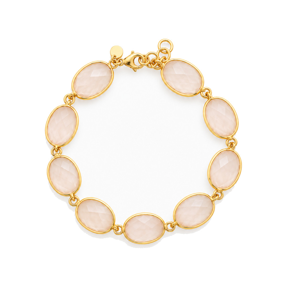 Lott Gioielli Armband „Ann“ Neun gerahmte Steine Champagner Produktansicht