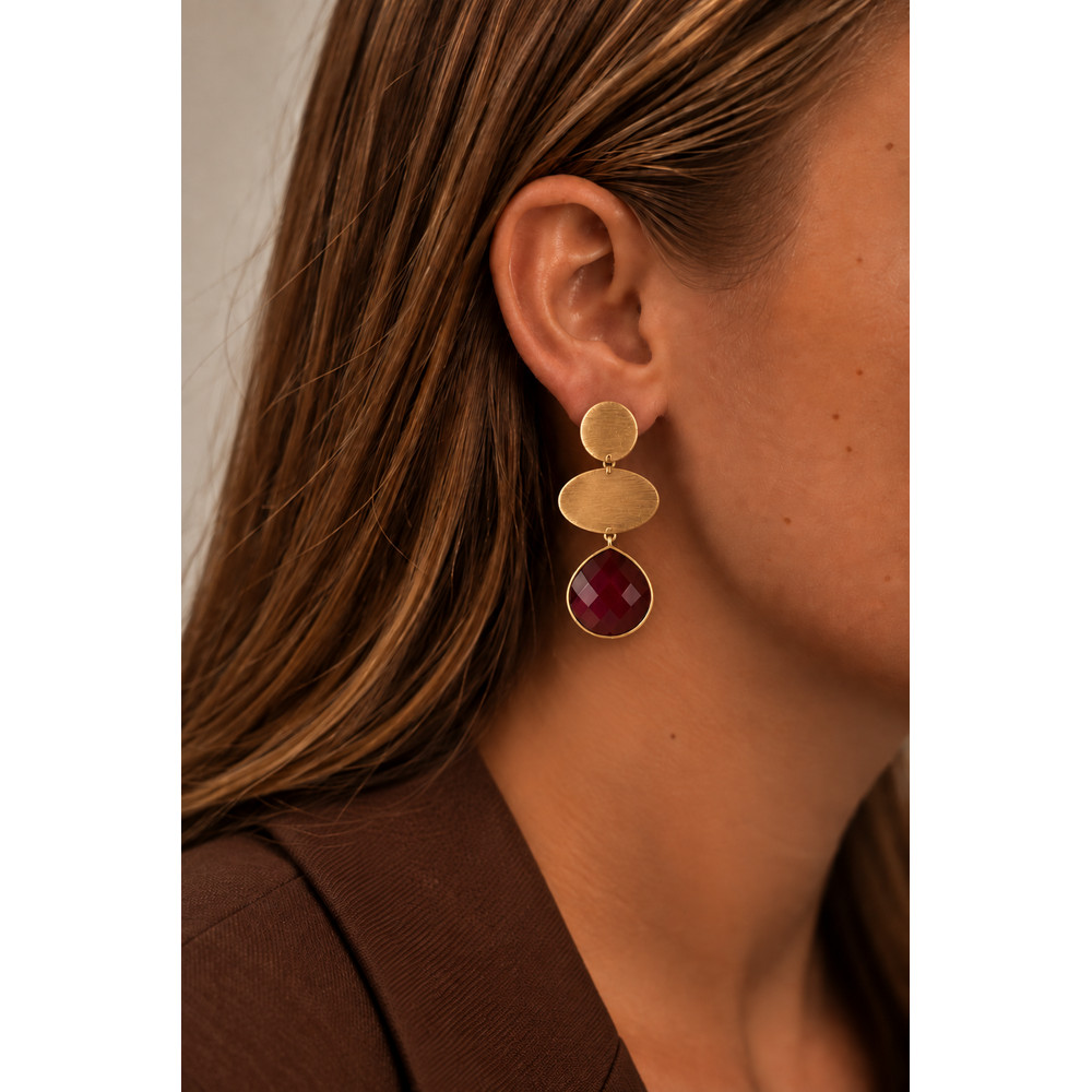 Lott Gioielli Ohrringe „Camila“ Triple Element with Drop M Bordeaux Ansicht 3